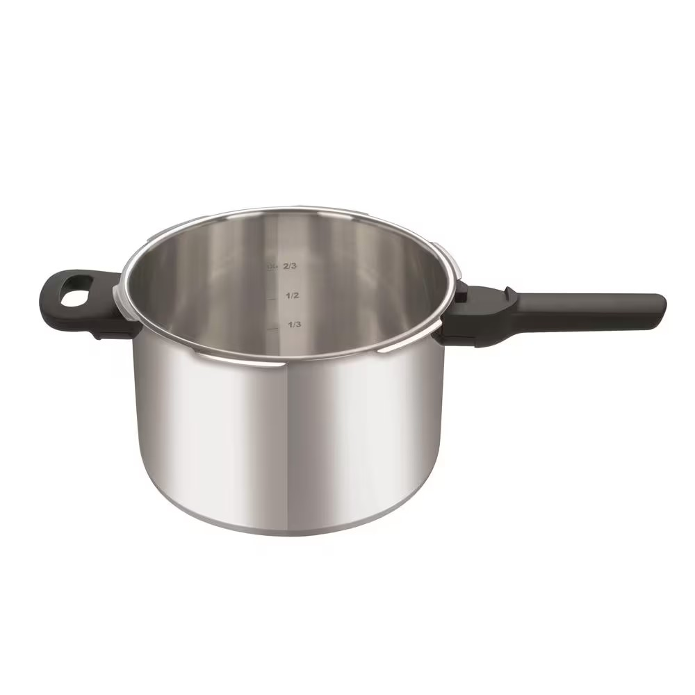 Panela de Pressão com Cesta 6L Rochedo em Aço Inox com Fundo Triplo Fechamento Externo 5 Sistemas de Segurança e Cesto de Vapor - Exclusivo