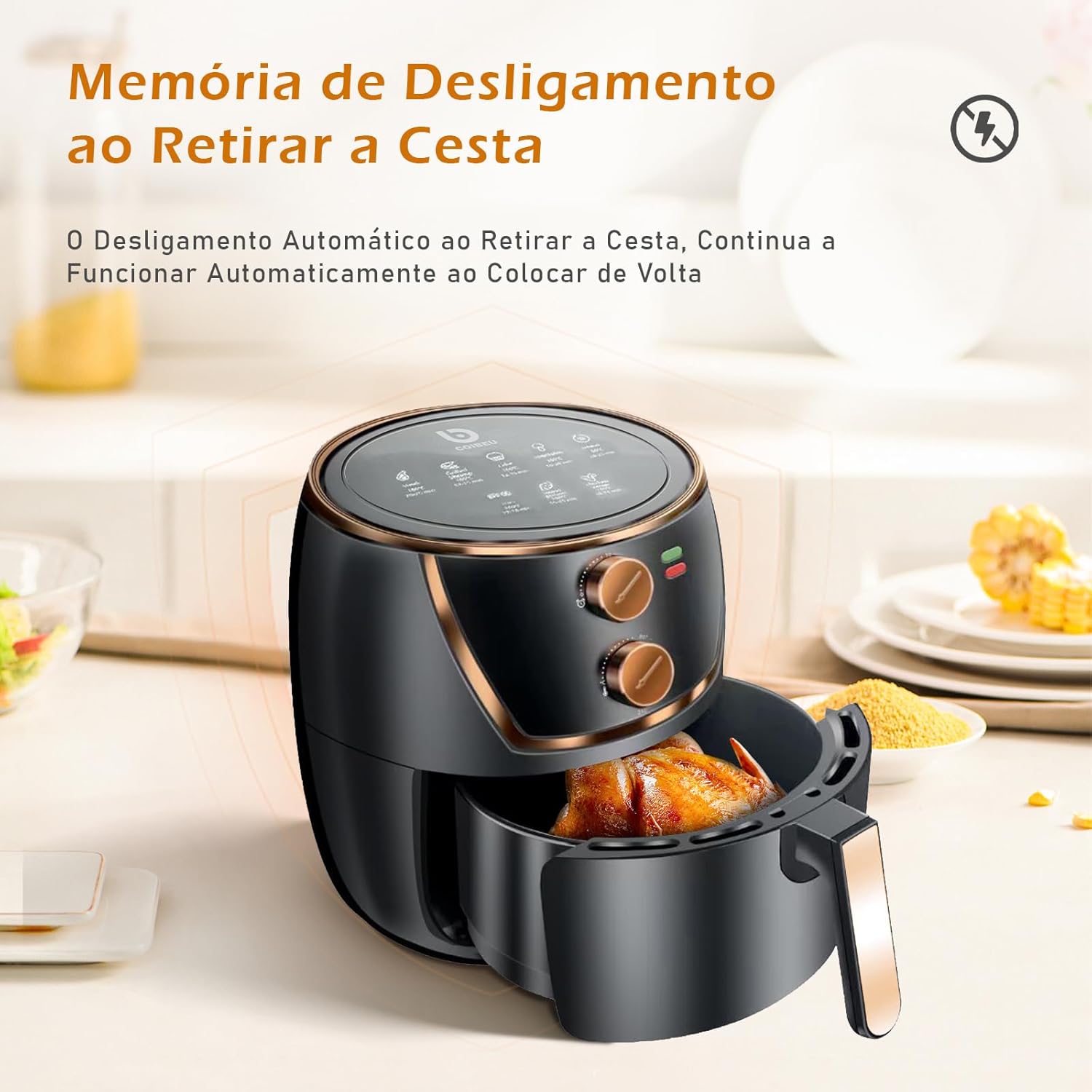 Air Fryer Fritadeira Sem Óleo Air Fryer 5L 1500W WKK 002 - Versátil