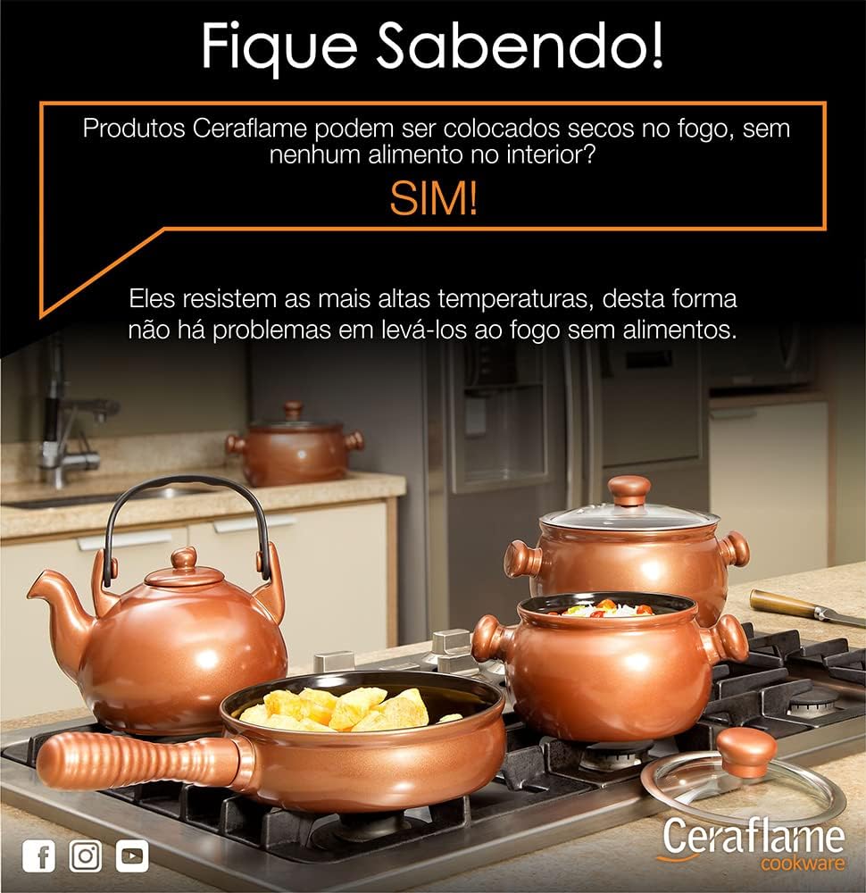 Conjunto De Panelas Premiere Joy 5 Peças Chocolate Ceraflame - Elegante