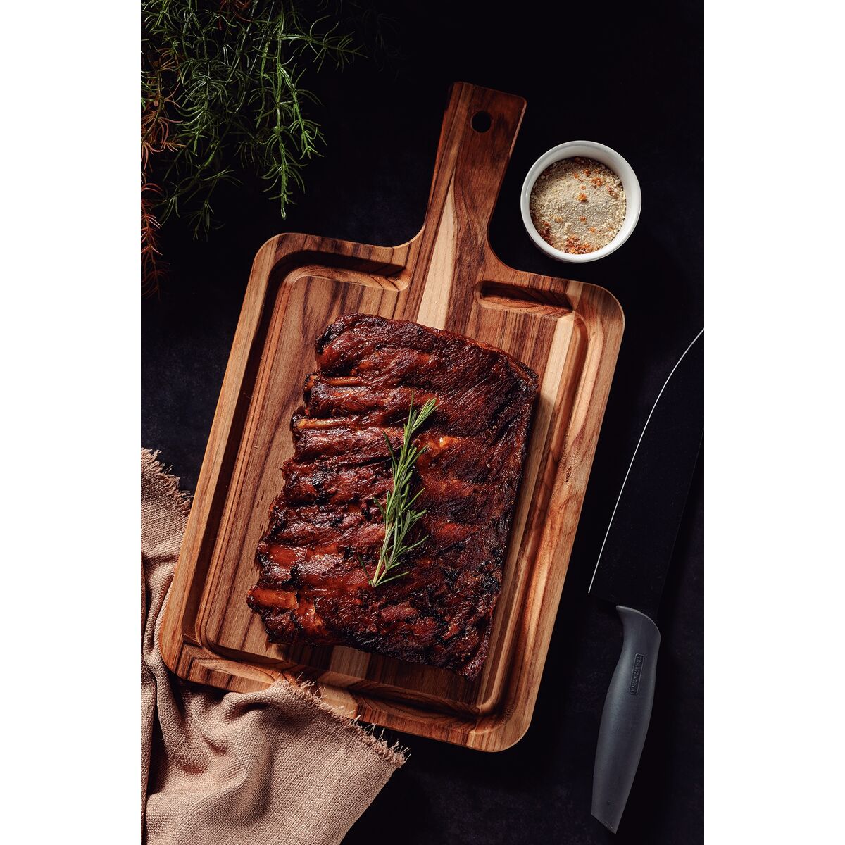 Tábua com Cabo para Churrasco Tramontina em Madeira Mista 40x23 3 cm - Exclusivo