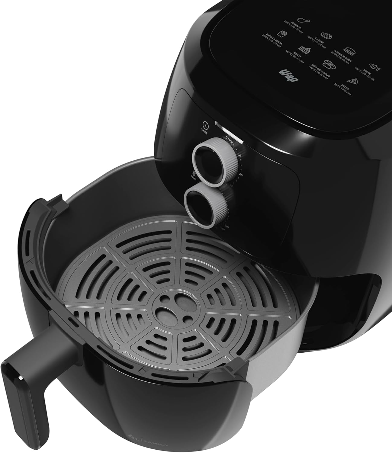 WAP Fritadeira Elétrica Air Fryer FAMILY WAFF2 P 4 Litros Preto Revestimento Antiaderente 1500W - Premium