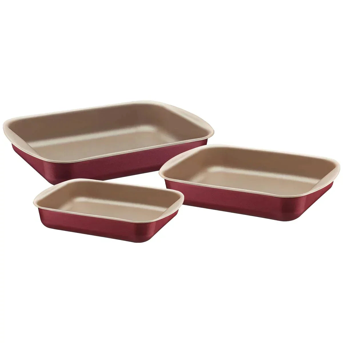 Jogo de Assadeiras Tramontina Brasil em Alumínio com Revestimento Antiaderente Starflon Max Vermelho 3 Peças - Moderno