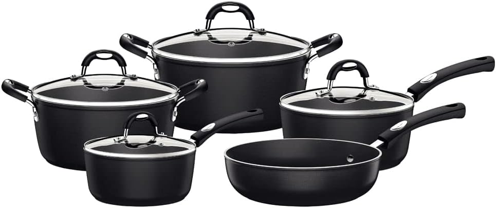 Jogo de Panelas de Alumínio com Revestimento Interno de Antiaderente 5 Peças Tramontina Mônaco Preto - Premium