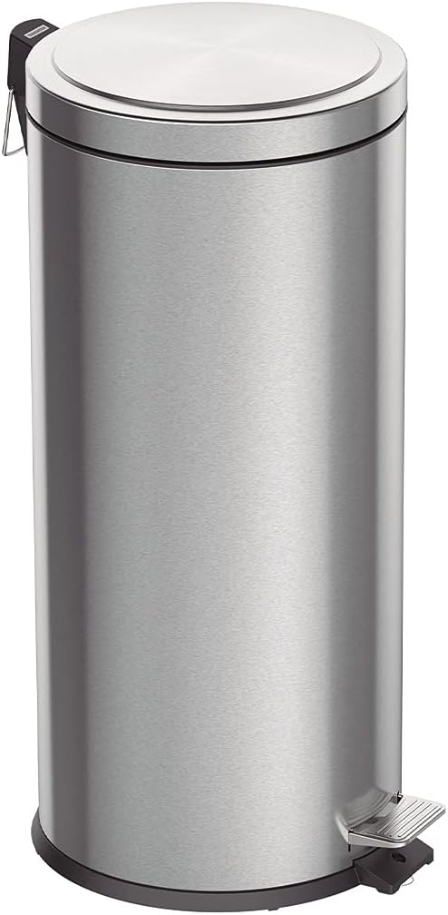 Lixeira Inox com Pedal Tramontina Brasil Plus com Acabamento Scotch Brite e Balde Interno Removível 30 L - Moderno