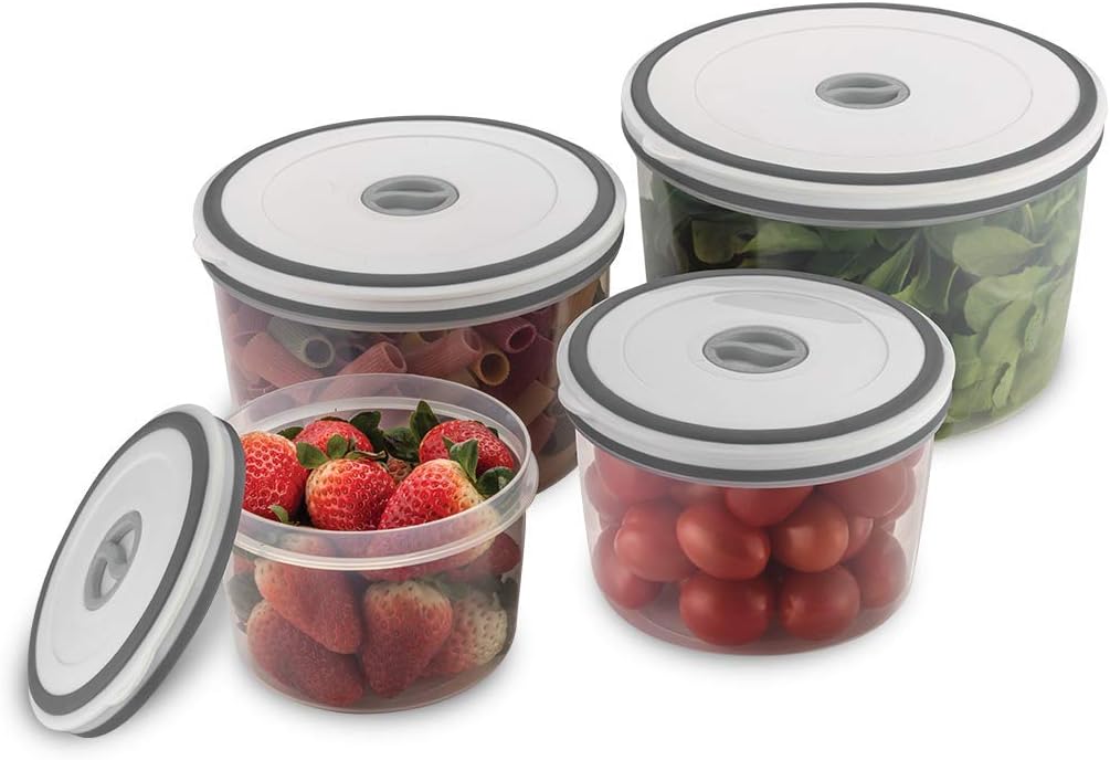 Electrolux Kit Potes de Plástico Hermético Redondo Transparente/Branco 4 unidades - Versátil