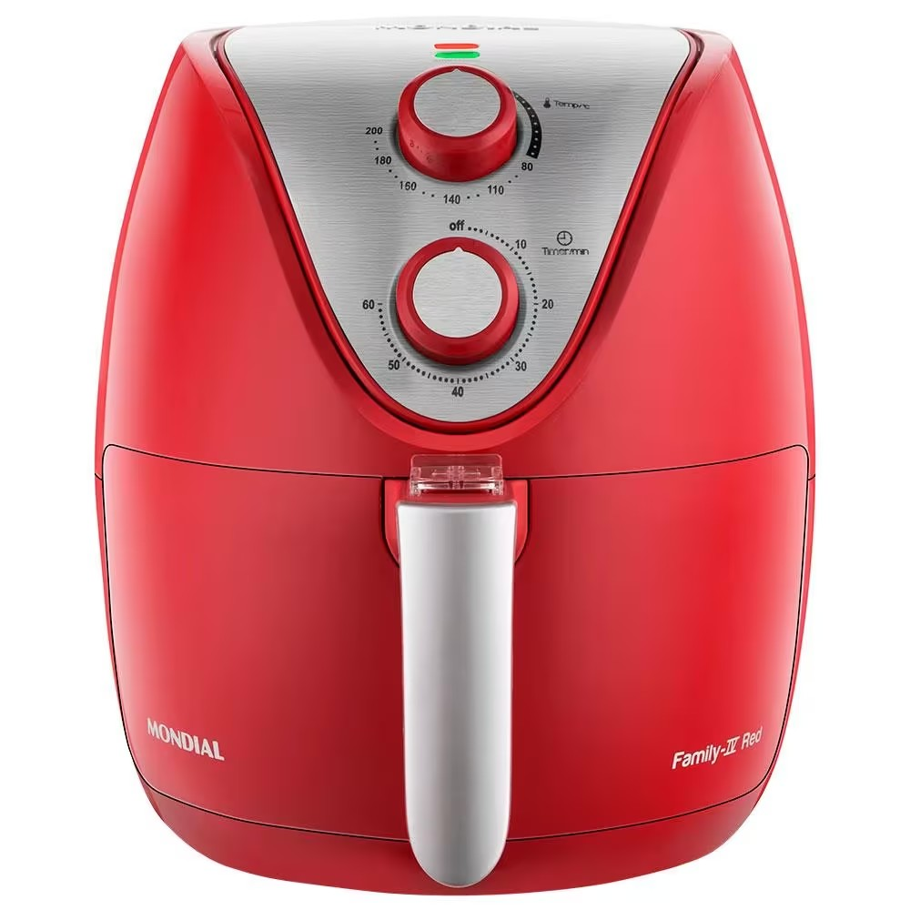 Fritadeira Elétrica Sem Óleo Air Fryer Mondial AF 32 RI 3 5L Vermelha/Inox - Alta Performance