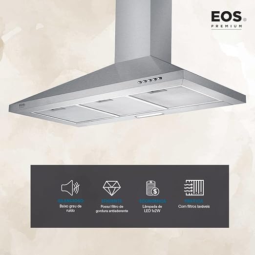 Coifa e Depurador de Parede Pirâmide Eos 90 cm Eco90pp Inox - Premium