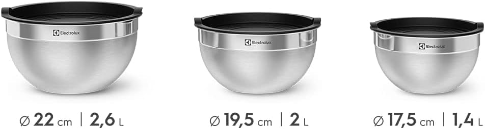 Conjunto de Bowls Tigelas de Inox com Tampa Plástica Electrolux - Alta Performance