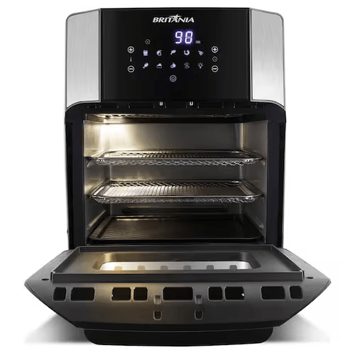 Fritadeira Elétrica sem Óleo Air Fry Britânia Oven BFR2100P 12L Preta - Elegante