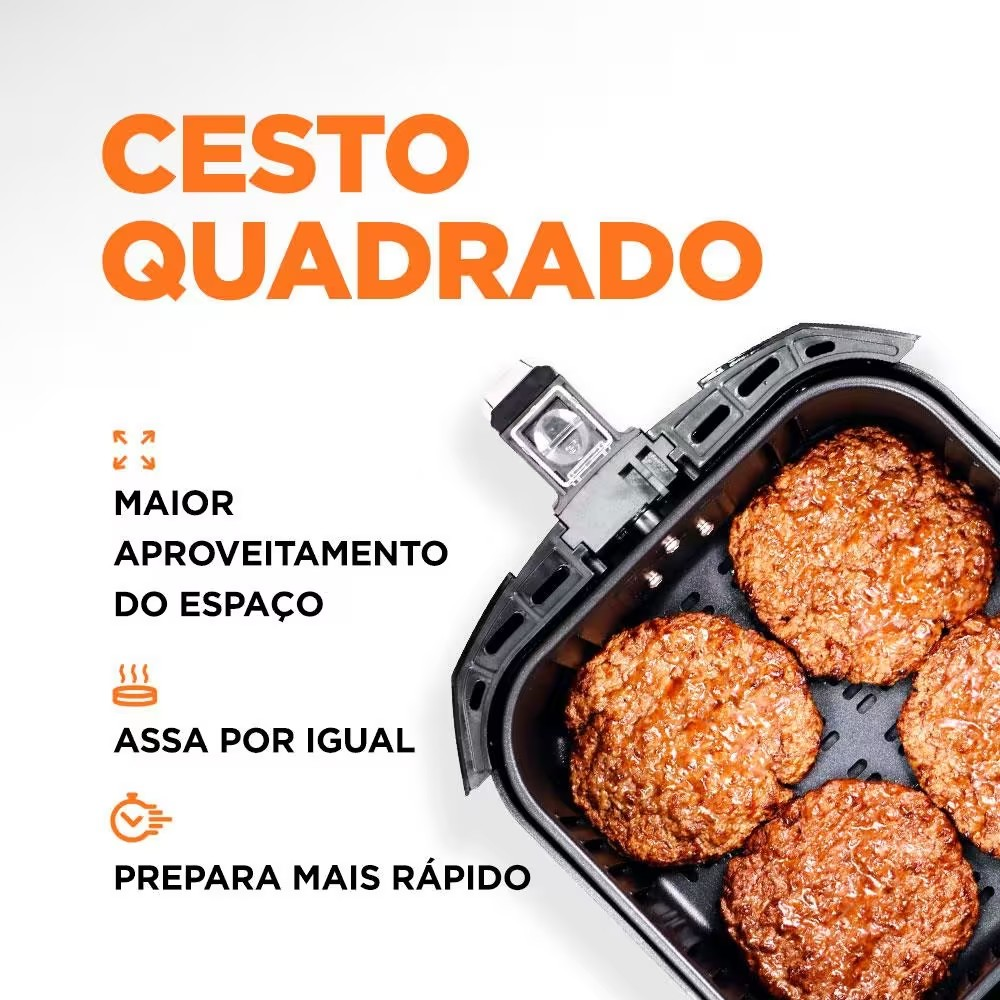 Fritadeira Elétrica Sem Óleo Air Fryer Mondial Grand Family AF 55I 5 5L – Preta/Inox - Elegante