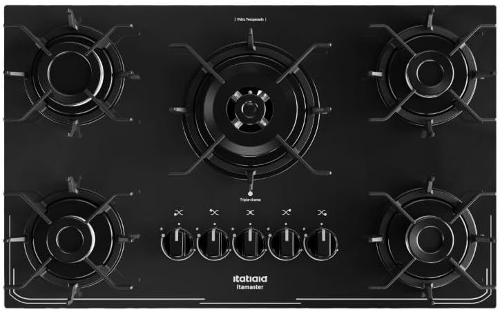 Cooktop 5 Bocas a Gás Itatiaia Itamaster com Tripla Chama e Acendimento Superautomático Preto Bivolt - Elegante