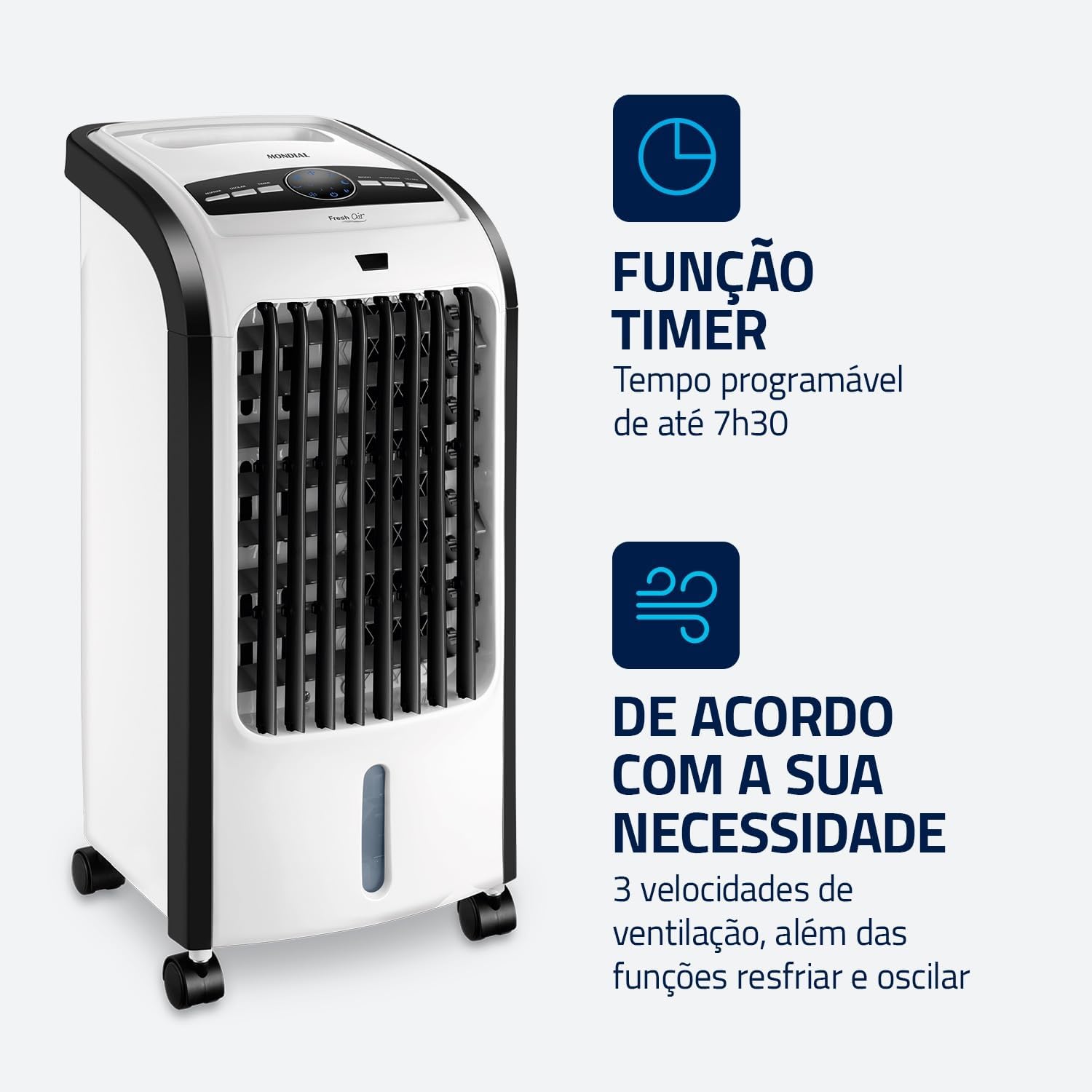 Climatizador Flash Air Mondial Branco/Preto 80W CL 03 - Elegante