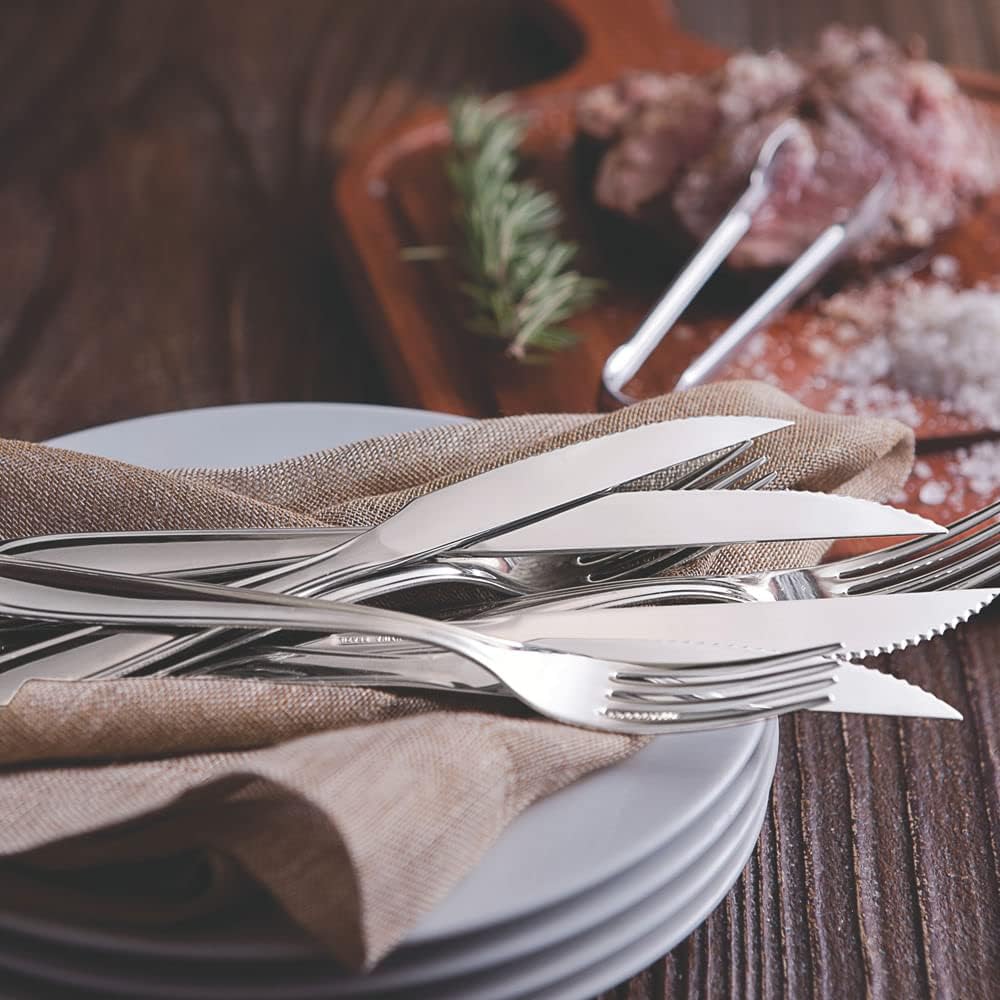 Faqueiro Aço Inox com Faca para Churrasco com 42 Peças Tramontina Laguna. - Versátil