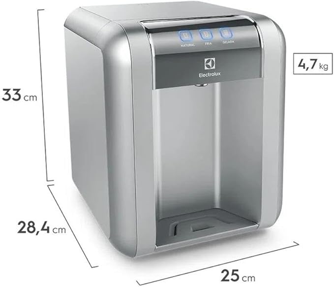 Purificador de Água Gelada Fria e Natural Elétrico Compacto Eletronico placa Electrolux cinza prata com Painel Touch Bivolt PE11X - Premium