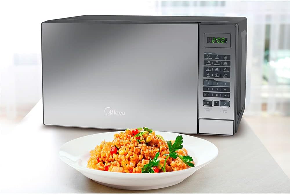 Forno Micro ondas 20L Prata Espelhado Midea 110V - Moderno