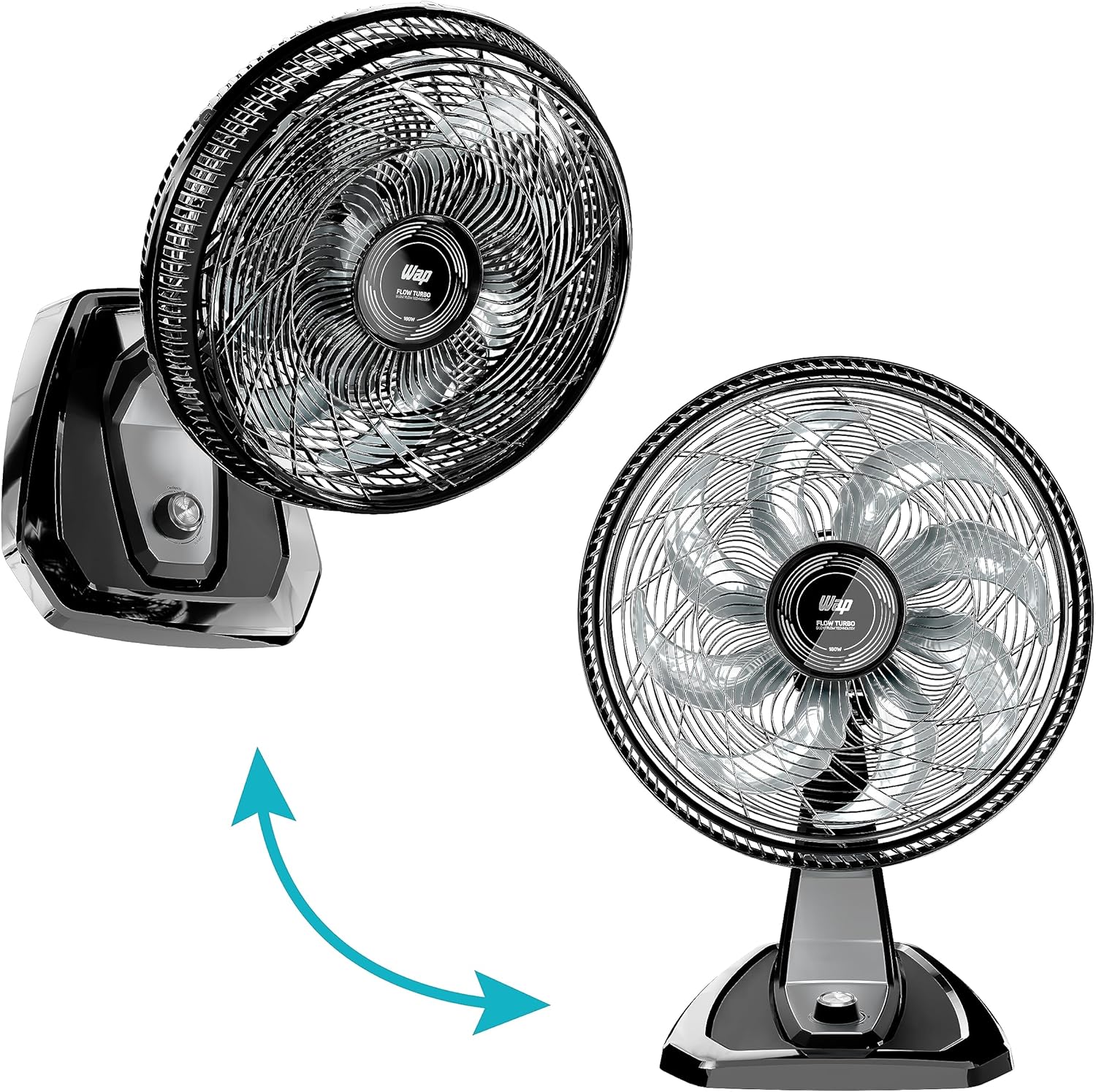 WAP Ventilador de Mesa e Parede 50cm FLOW TURBO com Tecnologia Silenciosa e Econômica 8 Pás e 3 Velocidades 180W - Premium