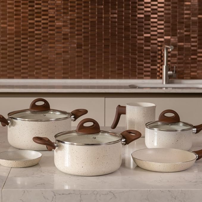 Brinox Jogo de Panelas 8 Peças Ceramic Life Smart Plus Vanilla - Premium