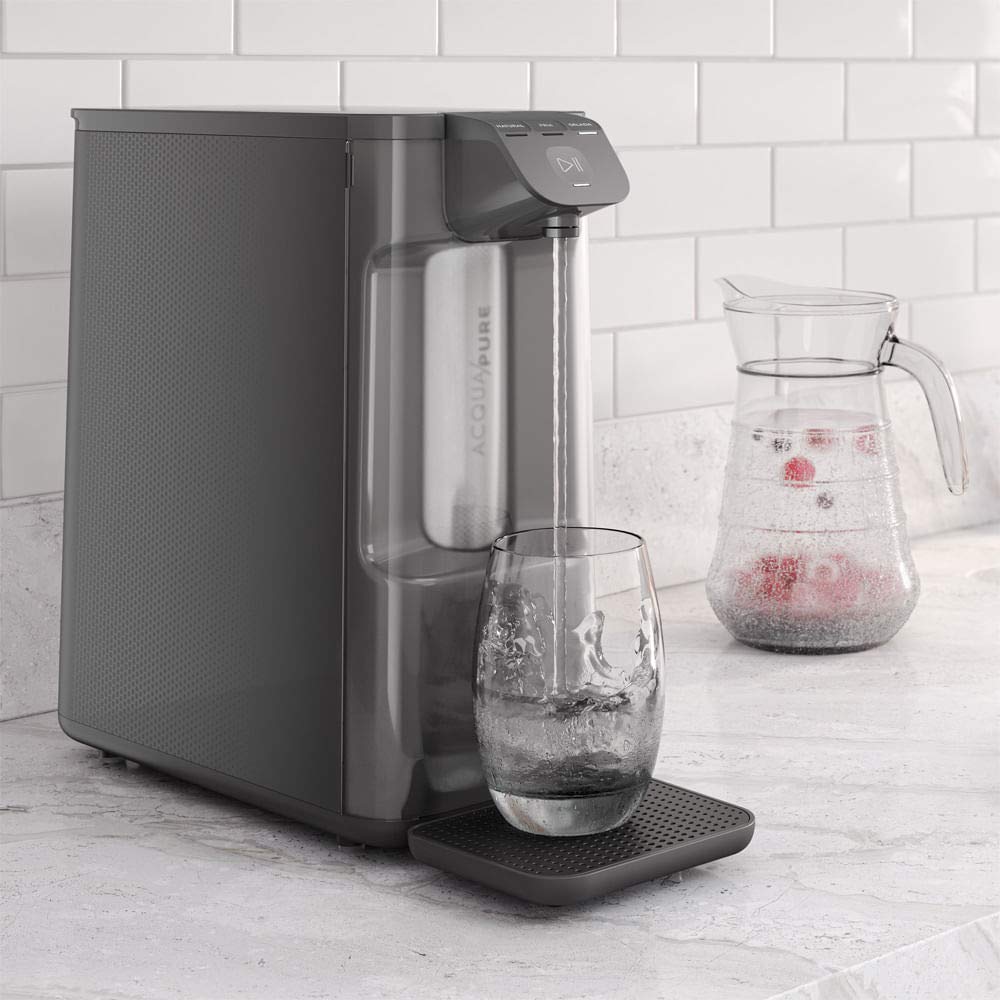 Purificador de Água Gelada Fria e Natural Elétrico Compacto Eletronico placa Electrolux Filtro refil 6 meses ou 3000l Painel Touch Bivolt Grafite PE12G - Versátil