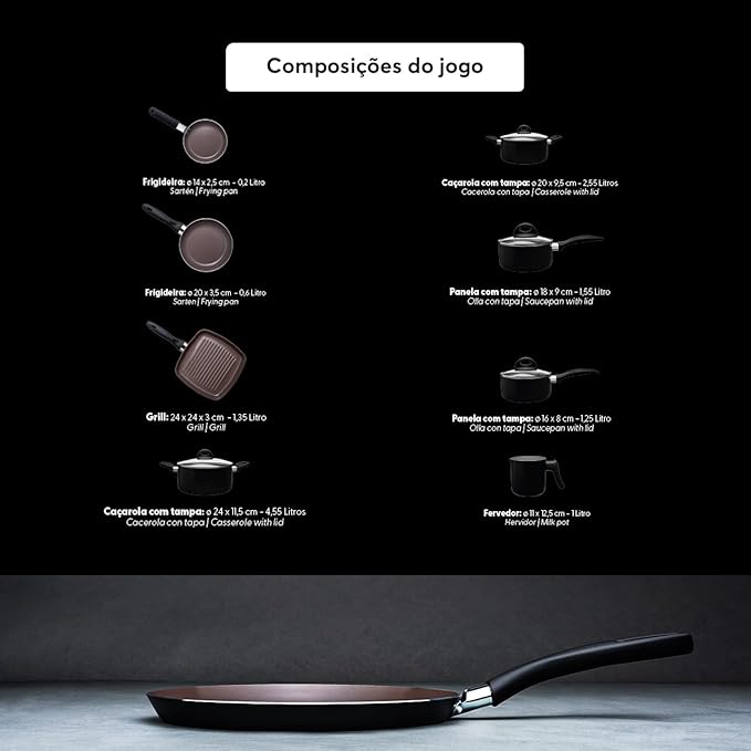 Brinox Jogo de Panelas 8 Peças Ceramic Life Smart Plus Vanilla - Premium