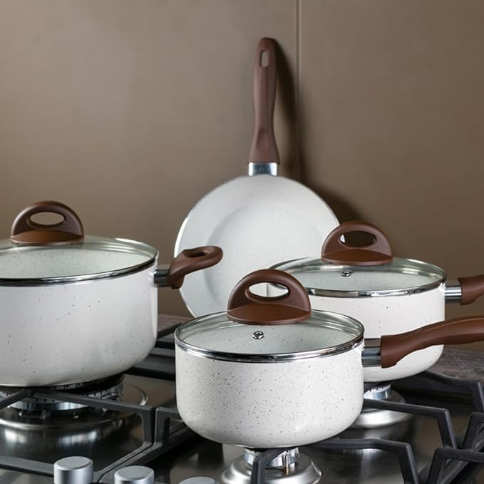 Brinox Jogo de Panelas 8 Peças Ceramic Life Smart Plus Vanilla - Premium