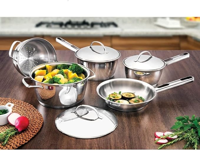 Jogo de Panelas com Fundo Triplo 5 Peças Tramontina Inox + Pegador de Massa - Alta Performance