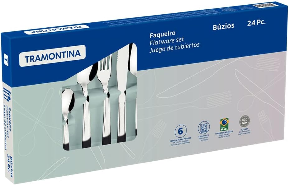 Faqueiro em Aço Inox Búzios com 24 Peças - Premium