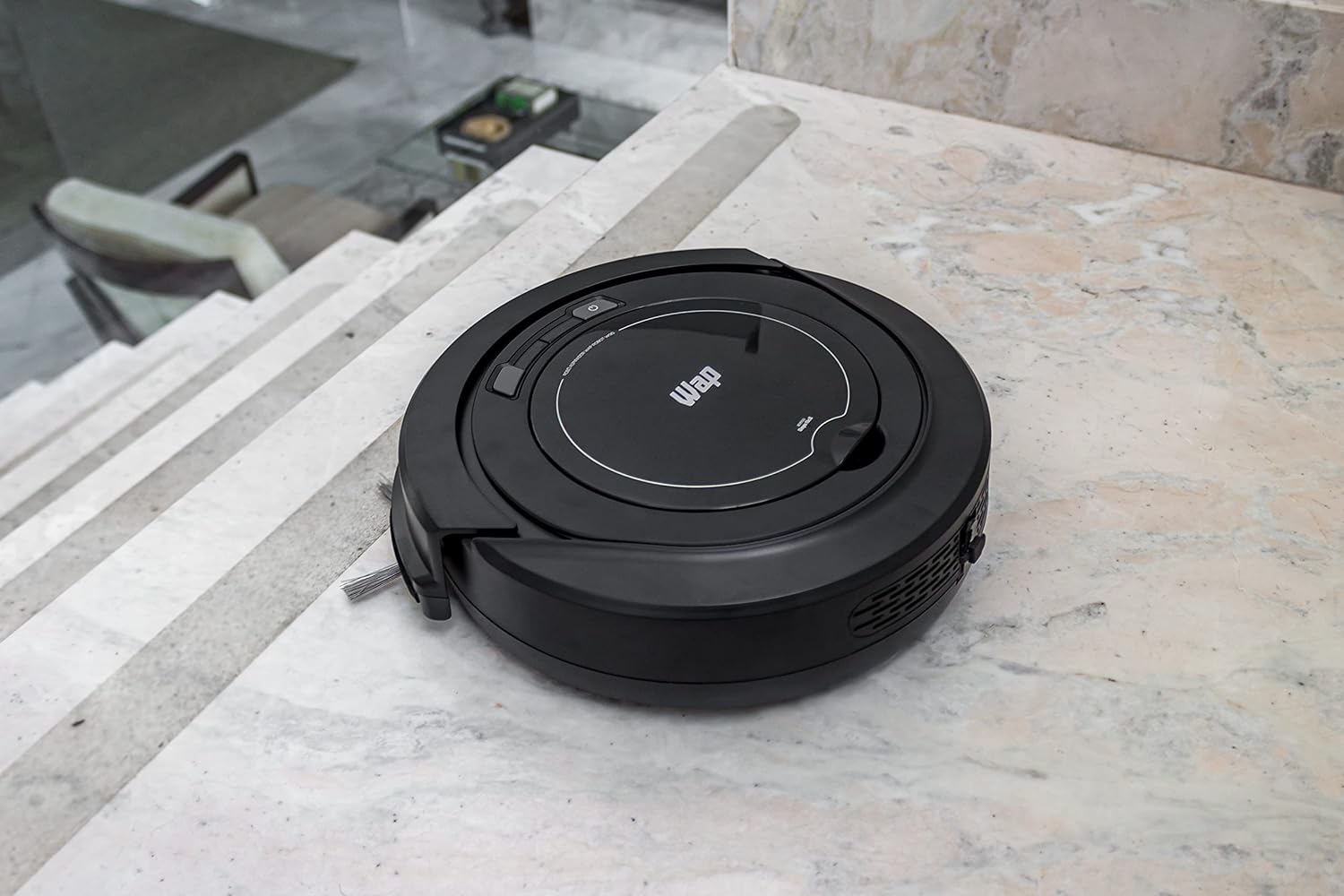 WAP Aspirador de Pó Robô ROBOT W90 3 em 1 Automático 250ml Sistema Antiqueda e Rodas Emborrachadas 30W 3 6VDC Bivolt - Premium