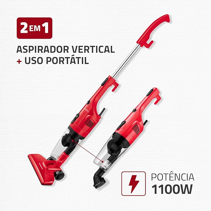 Aspirador de Pó Turbo Cycle Mondial Vermelho/Preto 1100W 220V AP 36 - Elegante