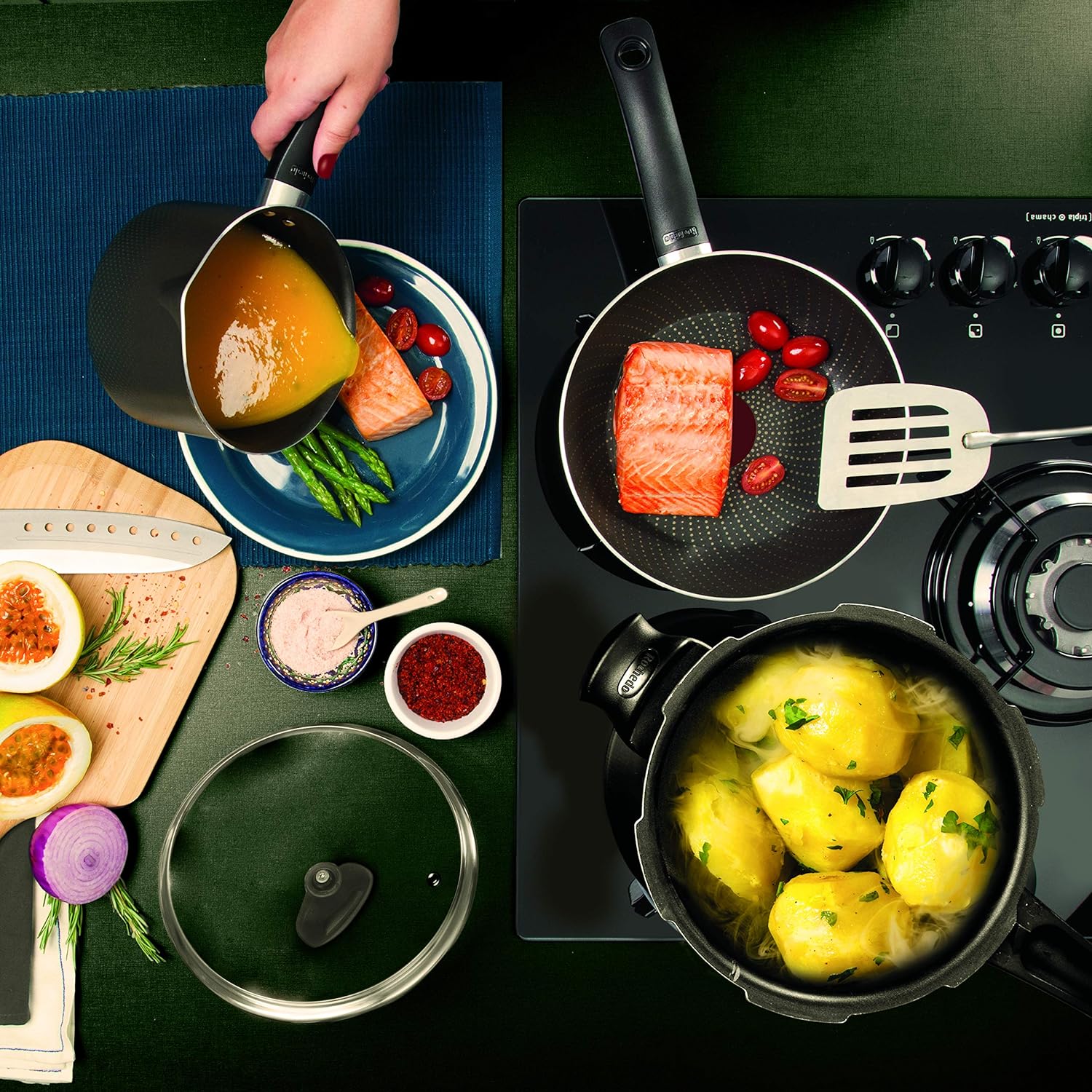 Conjunto Smart 6 Pçs Com Ppfe Rochedo Preto E Azul No Voltagev - Moderno