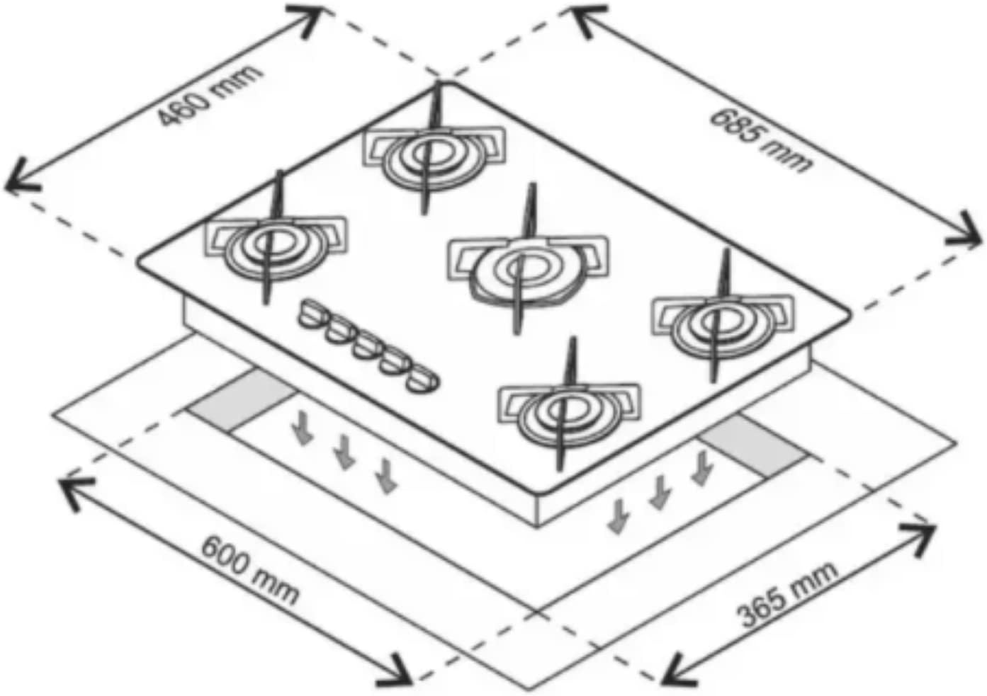 Cooktop Premium 5 Bocas Ultra Chama Amadeirado Claro Chamalar Bivolt - Moderno