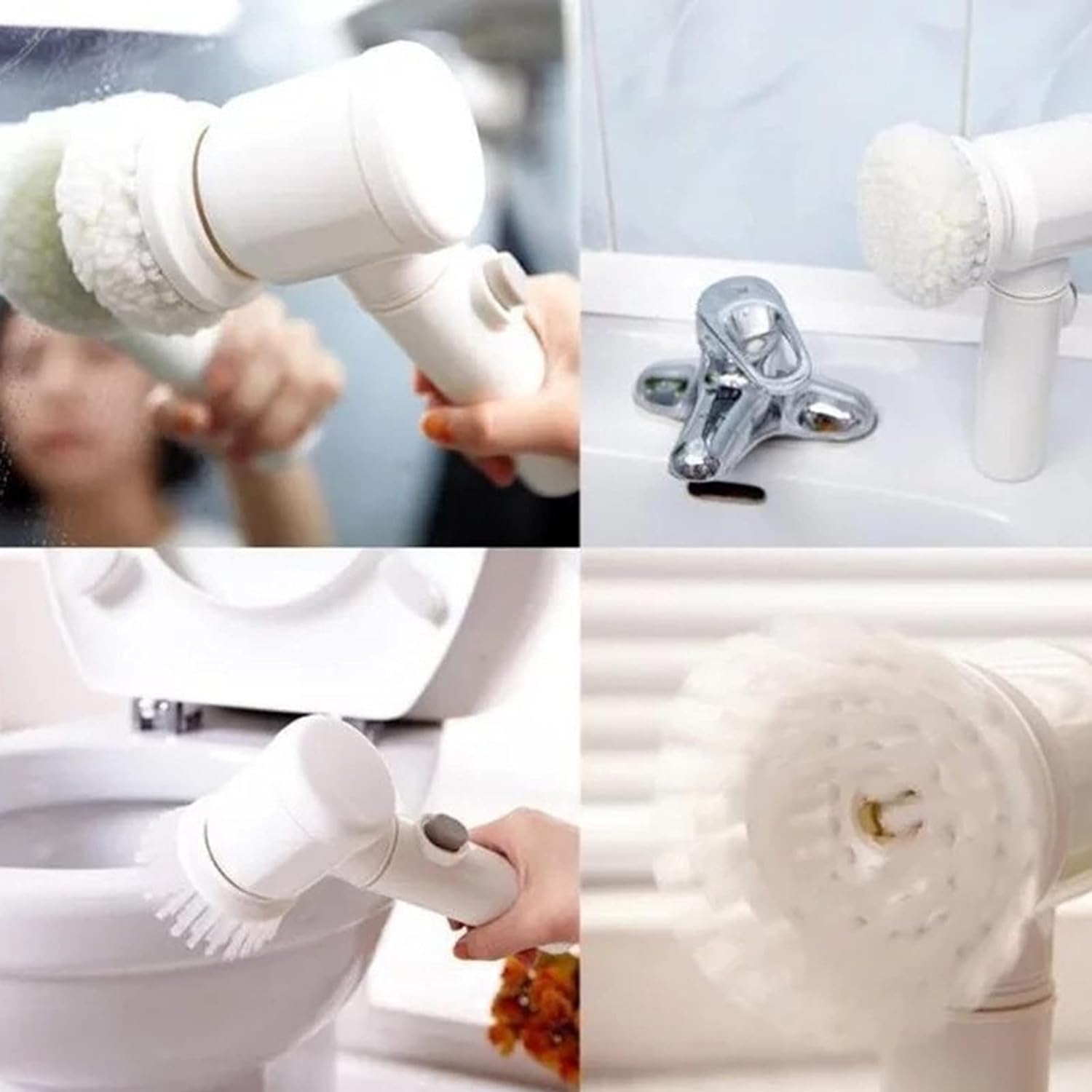 Escova elétrica de limpeza 5 em 1 Magic USB Charging Powered Scrubber para cozinha banheiro banheira chuveiro tapete bidê sofá Escova de limpeza elétrica Escova de limpeza 5 em 1 Escova de limpeza Escova de limpeza de carregamento USB. - Premium