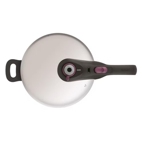 Panela de Pressão com Cesta 6L Rochedo em Aço Inox com Fundo Triplo Fechamento Externo 5 Sistemas de Segurança e Cesto de Vapor - Exclusivo