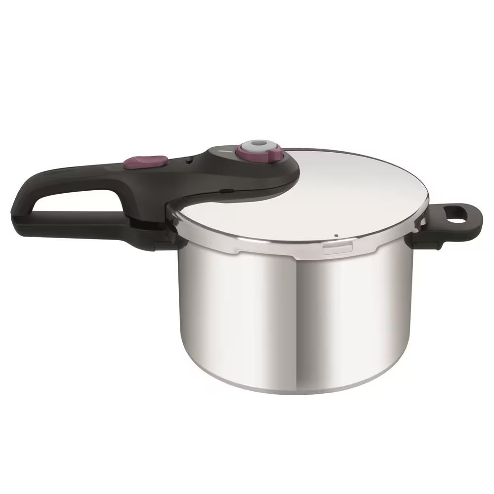 Panela de Pressão com Cesta 6L Rochedo em Aço Inox com Fundo Triplo Fechamento Externo 5 Sistemas de Segurança e Cesto de Vapor - Exclusivo