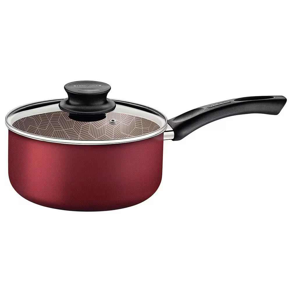 Conjunto de Panelas 7 Peças Tramontina Paris com Antiaderente Starflon Max e Tampas de Vidro com Saída de Vapor Cereja - Alta Performance