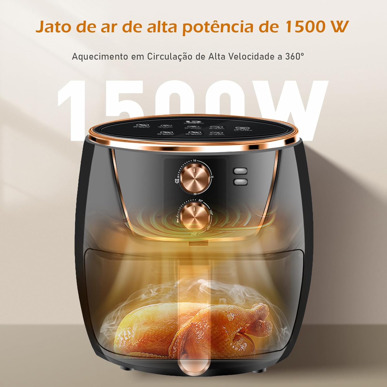 Air Fryer Fritadeira Sem Óleo Air Fryer 5L 1500W WKK 002 - Versátil