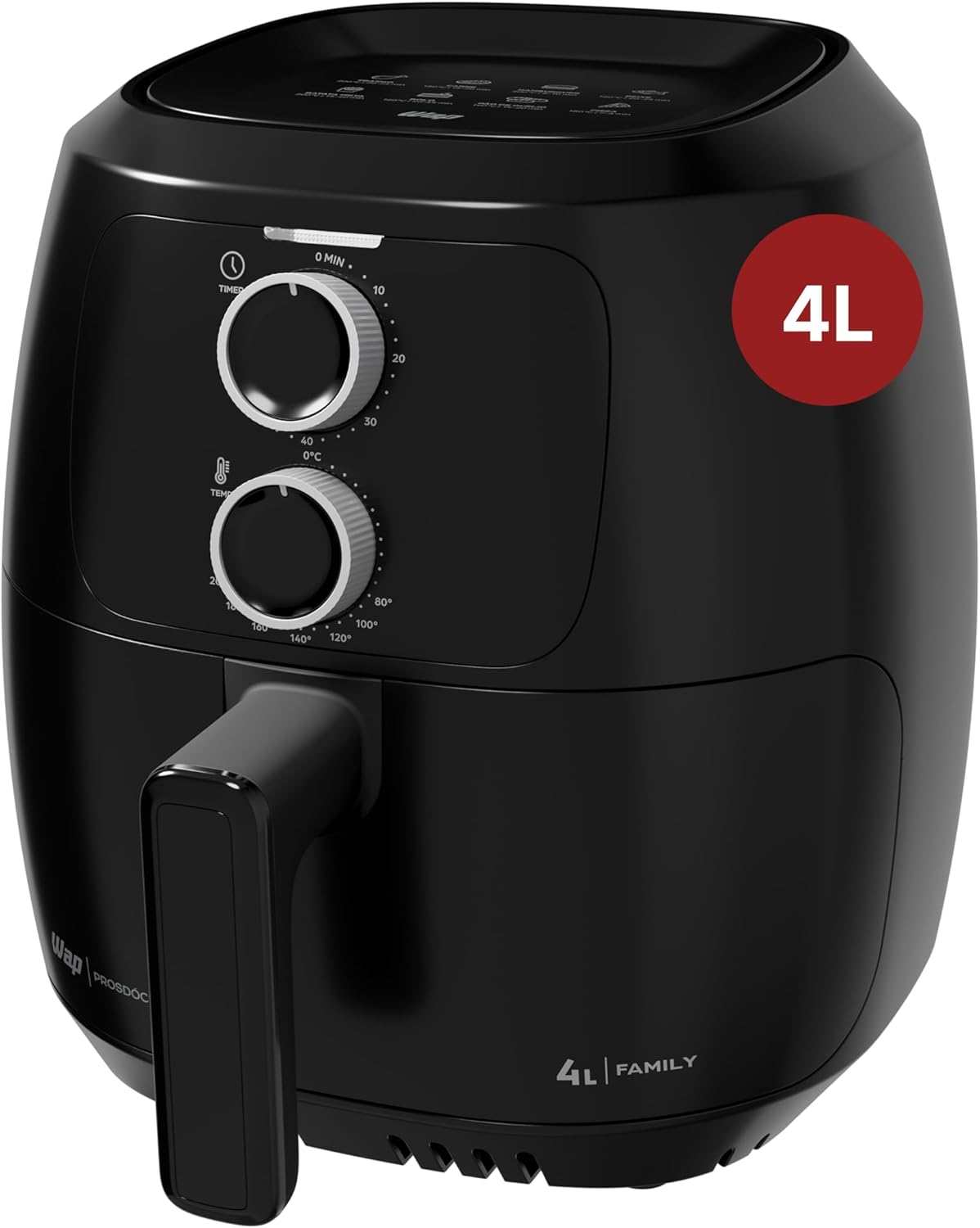 WAP Fritadeira Elétrica Air Fryer FAMILY WAFF2 P 4 Litros Preto Revestimento Antiaderente 1500W - Premium