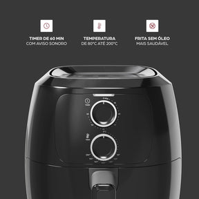 WAP Fritadeira Elétrica Air Fryer FAMILY WAFF2 P 4 Litros Preto Revestimento Antiaderente 1500W - Premium