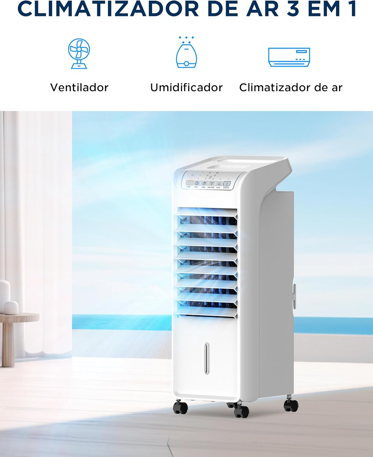 Climatizador de Ar Frio 60W 4 5L Midea Branco AKAF1 - Alta Performance