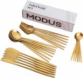 Conjunto De Talheres Aço Inoxidável 24 Pcs Faqueiros Kits (Dourado) - Versátil
