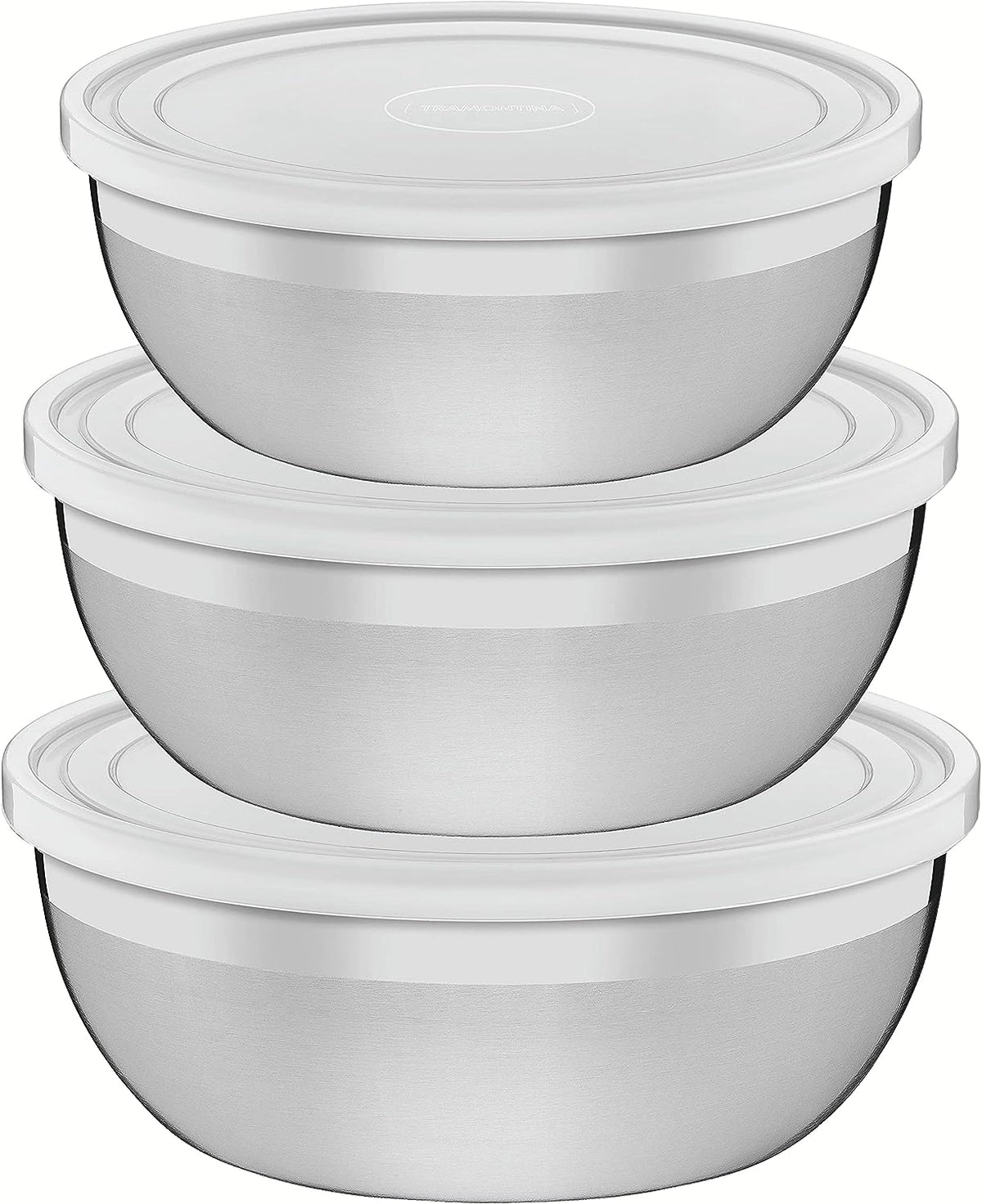 Tramontina Freezinox 64220210 Conjunto de 3 Recipientes de Aço Inoxidável com Tampas de Plástico Prata - Premium