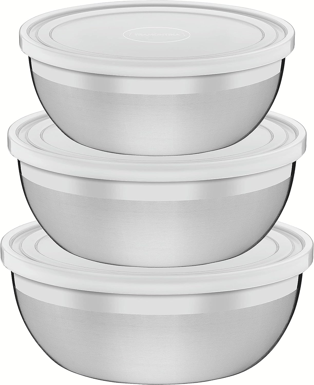 Tramontina Freezinox 64220210 Conjunto de 3 Recipientes de Aço Inoxidável com Tampas de Plástico Prata - Premium