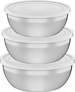 Tramontina Freezinox 64220210 Conjunto de 3 Recipientes de Aço Inoxidável com Tampas de Plástico Prata - Premium