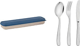 Conjunto Talher Aco Inox Com Estojo Tampa Azul Tramontina - Elegante