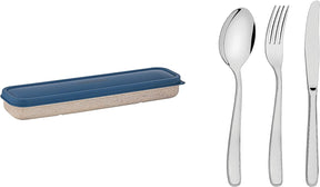 Conjunto Talher Aco Inox Com Estojo Tampa Azul Tramontina - Elegante