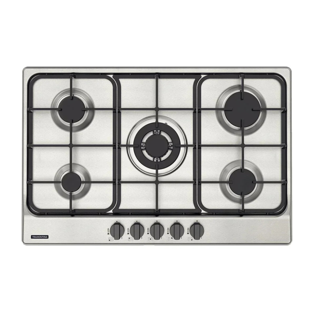 Cooktop a Gás Tramontina Penta FF 5GX Tri 75 em Aço Inox e Trempes em Ferro Fundido com Acendimento Superautomático 5 Queimadores - Eficiente