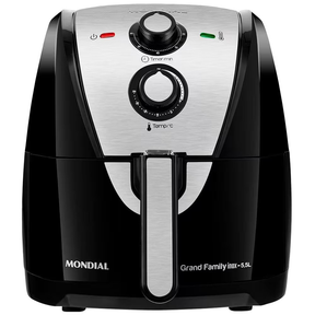 Fritadeira Elétrica Sem Óleo Air Fryer Mondial Grand Family AF 55I 5 5L – Preta/Inox - Elegante