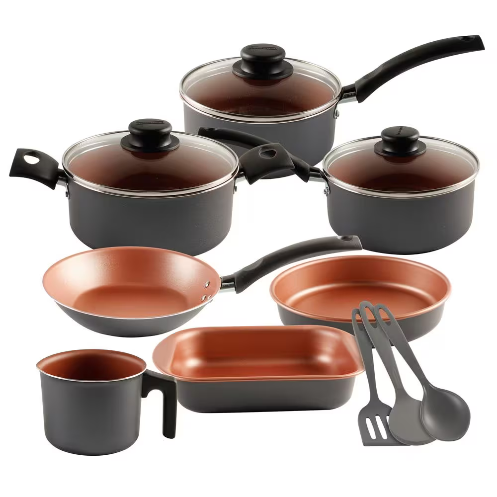 Conjunto de Panelas 10 Peças Tramontina Turim com Revestimento Antiaderente Starflon T1 Tampas de Vidro e Cabos de Baquelite – Bronze/Grafite - Elegante