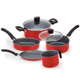 Conjunto de Panelas 5 Peças Alegrete Basic em Alumínio com Revestimento Antiaderente e Tampa de Vidro com Saída de Vapor Vermelho - Premium