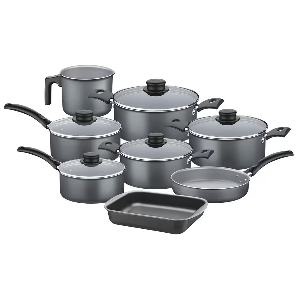 Conjunto de Panelas 8 Peças Tramontina Turim com Revestimento Antiaderente Starflon T1 Tampas de Vidro e Cabos de Baquelite Cinza - Versátil