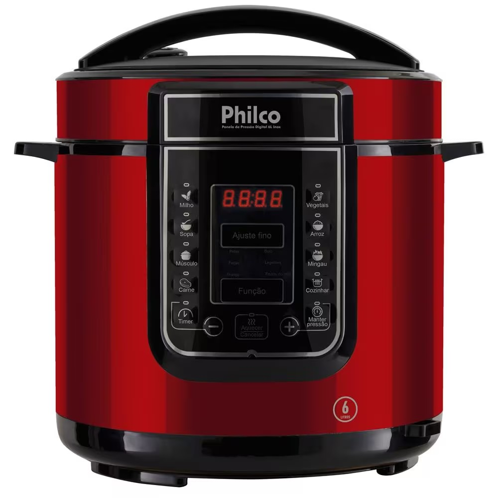 Panela de pressão Digital inox red ppp01 6L Vermelho 110v Philco - Moderno